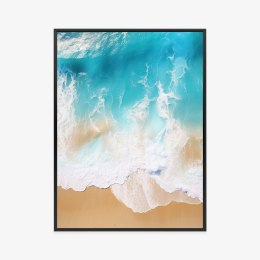 Plakat Wieloczęściowy Turkusowa Fala Morska I Tropikalna Piaszczysta Plaża Rama Aluminiowa Kolor Czarny