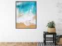 Plakat Wieloczęściowy Turkusowa Fala Morska I Tropikalna Piaszczysta Plaża Rama Aluminiowa Kolor Czarny