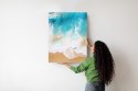 Plakat Wieloczęściowy Turkusowa Fala Morska I Tropikalna Piaszczysta Plaża Rama Aluminiowa Kolor Czarny