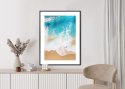 Plakat Wieloczęściowy Turkusowa Fala Morska I Tropikalna Piaszczysta Plaża Rama Aluminiowa Kolor Czarny