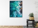 Plakat Wieloczęściowy Turkusowe Fale Oceanu Rozbijające Się O Skały Rama Aluminiowa Kolor Czarny