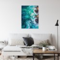 Plakat Wieloczęściowy Turkusowe Fale Oceanu Rozbijające Się O Skały Rama Aluminiowa Kolor Czarny