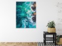 Plakat Wieloczęściowy Turkusowe Fale Oceanu Rozbijające Się O Skały Rama Aluminiowa Kolor Czarny