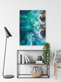 Plakat Wieloczęściowy Turkusowe Fale Oceanu Rozbijające Się O Skały Rama Aluminiowa Kolor Czarny