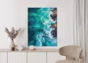 Plakat Wieloczęściowy Turkusowe Fale Oceanu Rozbijające Się O Skały Rama Aluminiowa Kolor Czarny