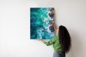 Plakat Wieloczęściowy Turkusowe Fale Oceanu Rozbijające Się O Skały Rama Aluminiowa Kolor Czarny