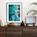 Plakat Wieloczęściowy Turkusowe Fale Oceanu Rozbijające Się O Skały Rama Aluminiowa Kolor Czarny