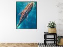 Plakat Wieloczęściowy Wieloryb Pływający W Błękitnym Oceanie Rama Aluminiowa Kolor Czarny