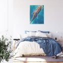 Plakat Wieloczęściowy Wieloryb Pływający W Błękitnym Oceanie Rama Aluminiowa Kolor Czarny