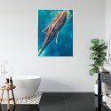 Plakat Wieloczęściowy Wieloryb Pływający W Błękitnym Oceanie Rama Aluminiowa Kolor Czarny