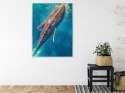 Plakat Wieloczęściowy Wieloryb Pływający W Błękitnym Oceanie Rama Aluminiowa Kolor Czarny