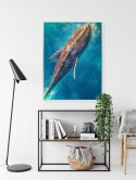 Plakat Wieloczęściowy Wieloryb Pływający W Błękitnym Oceanie Rama Aluminiowa Kolor Czarny