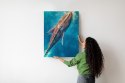 Plakat Wieloczęściowy Wieloryb Pływający W Błękitnym Oceanie Rama Aluminiowa Kolor Czarny