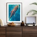Plakat Wieloczęściowy Wieloryb Pływający W Błękitnym Oceanie Rama Aluminiowa Kolor Czarny