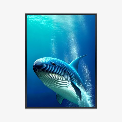 Plakat Wieloczęściowy Wieloryb W Głębi Oceanu Rama Aluminiowa Kolor Czarny