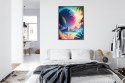 Plakat Wieloczęściowy Tropikalna Plaża I Abstrakcyjna Planeta Krajobraz Rama Aluminiowa Kolor Czarny