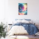 Plakat Wieloczęściowy Tropikalna Plaża I Abstrakcyjna Planeta Krajobraz Rama Aluminiowa Kolor Czarny