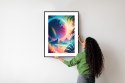 Plakat Wieloczęściowy Tropikalna Plaża I Abstrakcyjna Planeta Krajobraz Rama Aluminiowa Kolor Czarny