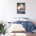 Plakat Wieloczęściowy Zimowy Krajobraz Drewniana Chatka W Górskiej Dolinie Rama Aluminiowa Kolor Czarny