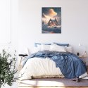 Plakat Wieloczęściowy Zimowy Krajobraz Drewniana Chatka W Górskiej Dolinie Rama Aluminiowa Kolor Czarny