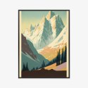 Plakat Wieloczęściowy Zimowy Krajobraz Z Alpami W Stylu Retro Rama Aluminiowa Kolor Czarny