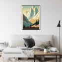 Plakat Wieloczęściowy Zimowy Krajobraz Z Alpami W Stylu Retro Rama Aluminiowa Kolor Czarny
