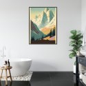 Plakat Wieloczęściowy Zimowy Krajobraz Z Alpami W Stylu Retro Rama Aluminiowa Kolor Czarny