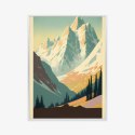 Plakat Wieloczęściowy Zimowy Krajobraz Z Alpami W Stylu Retro Rama Aluminiowa Kolor Czarny