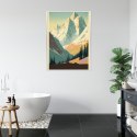 Plakat Wieloczęściowy Zimowy Krajobraz Z Alpami W Stylu Retro Rama Aluminiowa Kolor Czarny