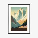 Plakat Wieloczęściowy Zimowy Krajobraz Z Alpami W Stylu Retro Rama Aluminiowa Kolor Czarny