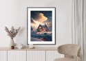 Plakat Wieloczęściowy Zimowy Krajobraz Drewniana Chatka W Górskiej Dolinie Rama Aluminiowa Kolor Czarny