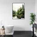 Plakat Wieloczęściowy Zielony Las Akwarelowy Krajobraz Rama Aluminiowa Kolor Czarny