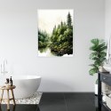 Plakat Wieloczęściowy Zielony Las Akwarelowy Krajobraz Rama Aluminiowa Kolor Czarny