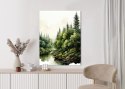 Plakat Wieloczęściowy Zielony Las Akwarelowy Krajobraz Rama Aluminiowa Kolor Czarny