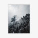 Plakat Wieloczęściowy Zimowy Krajobraz Lasu We Mgle Rama Aluminiowa Kolor Czarny