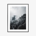 Plakat Wieloczęściowy Zimowy Krajobraz Lasu We Mgle Rama Aluminiowa Kolor Czarny