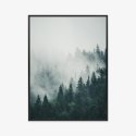Plakat Wieloczęściowy Zielone Drzewa Iglaste Na Górskich Wzgórzach We Mgle Rama Aluminiowa Kolor Czarny