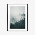 Plakat Wieloczęściowy Zielone Drzewa Iglaste Na Górskich Wzgórzach We Mgle Rama Aluminiowa Kolor Czarny