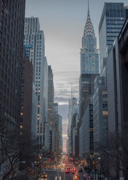 Plakat Wieloczęściowy Widok Na Ulicę 42 Na Manhattanie Rama Drewniana Z Passe-Partout Kolor Biały