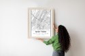 Plakat Wieloczęściowy Ulice Nowego Jorku Na Czarno Białej Mapie Rama Drewniana Z Passe-Partout Kolor Naturalny