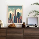 Plakat Wieloczęściowy Wieżowce W Nowym Jorku Ilustracja Rama Drewno Kolor Naturalny