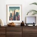 Plakat Wieloczęściowy Wieżowce W Nowym Jorku Ilustracja Rama Drewno Kolor Naturalny