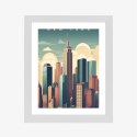 Plakat Wieloczęściowy Wieżowce W Nowym Jorku Ilustracja Rama Drewno Kolor Naturalny