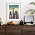 Plakat Wieloczęściowy Wieżowce W Nowym Jorku Ilustracja Rama Drewno Kolor Naturalny