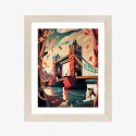 Plakat Wieloczęściowy Tower Bridge Abstrakcyjna Ilustracja Rama Drewniana Z Passe-Partout Kolor Naturalny