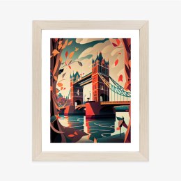 Plakat Wieloczęściowy Tower Bridge Abstrakcyjna Ilustracja Rama Drewniana Z Passe-Partout Kolor Naturalny