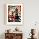 Plakat Wieloczęściowy Tower Bridge Abstrakcyjna Ilustracja Rama Drewniana Z Passe-Partout Kolor Naturalny
