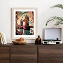 Plakat Wieloczęściowy Tower Bridge Abstrakcyjna Ilustracja Rama Drewniana Z Passe-Partout Kolor Naturalny