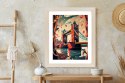 Plakat Wieloczęściowy Tower Bridge Abstrakcyjna Ilustracja Rama Drewniana Z Passe-Partout Kolor Naturalny