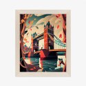 Plakat Wieloczęściowy Tower Bridge Abstrakcyjna Ilustracja Rama Drewniana Z Passe-Partout Kolor Naturalny